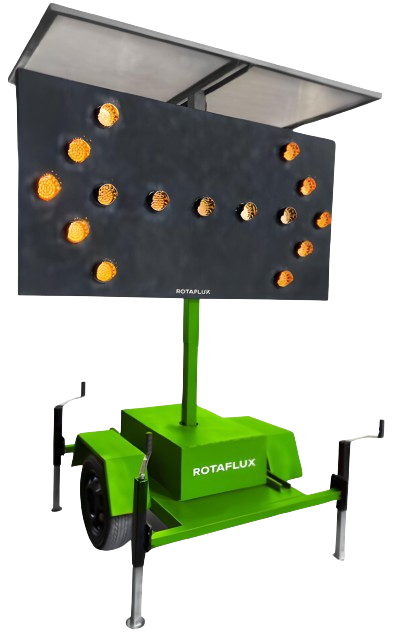 Painel de seta LED móvel Revlo sobre carreta